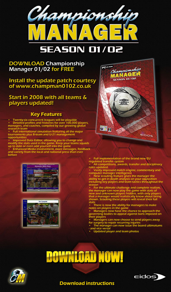 Championship Manager 01/02 - Free Download