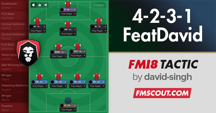 Football Manager 2018 Tactics - 4-2-3-1 FeatDavid PGS FM18