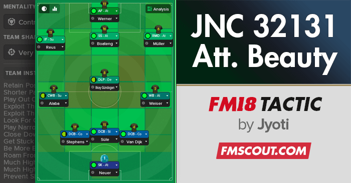 Football Manager 2018 Tactics - Attacking Beauty v1.0 FM18 Tactic