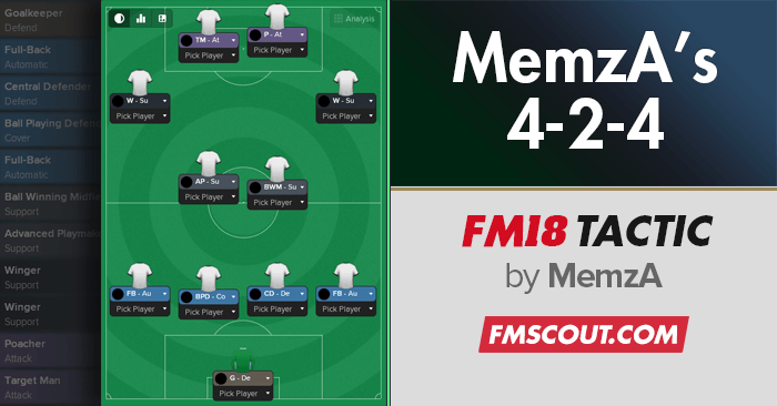 Football Manager 2018 Tactics - MemzA's 4-2-4 Control