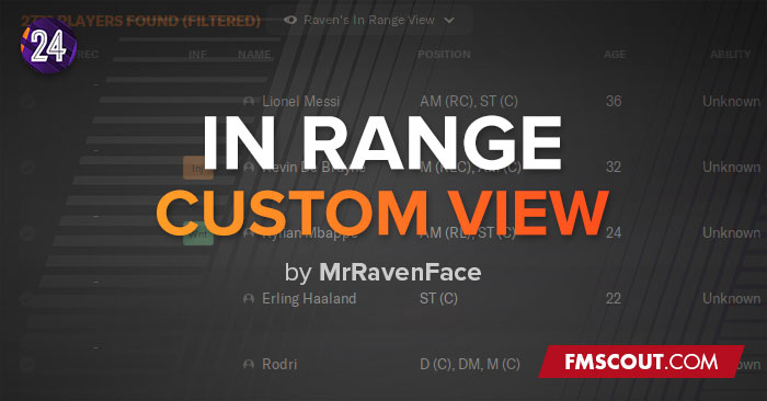 Football Manager 2024 Views & Filters - Raven's In Range View FM24