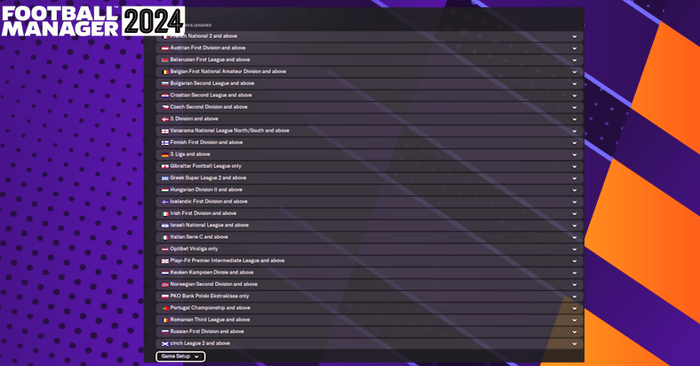 FM 2024 Other Files - FM24 Game Setup: All European Leagues