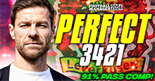 Xabi Alonso's 3-4-2-1 (91% Pass Comp)