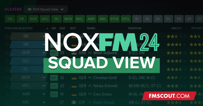 Football Manager 2024 Views & Filters - NOX Squad View FM24