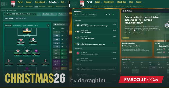 Football Manager 2026 Skins - Holly Jolly Christmas FM26 Skin by DarraghFm!