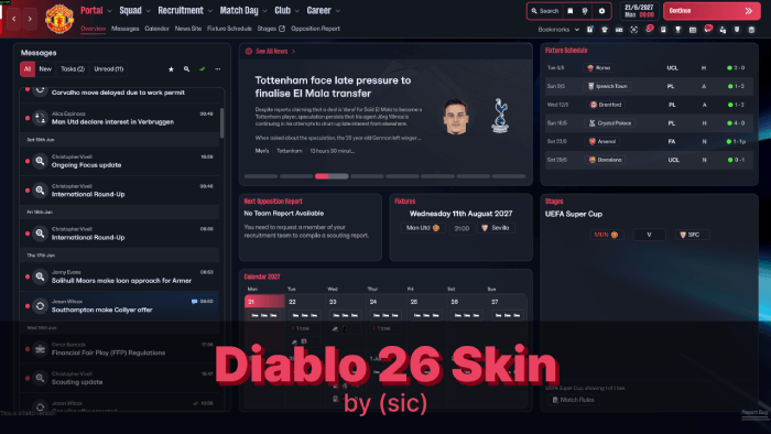 Football Manager 2026 Skins - Diablo 26 Skin by (sic) v0.1