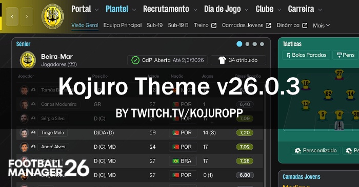 Football Manager 2026 Skins - Kojuro Theme v26.0.3
