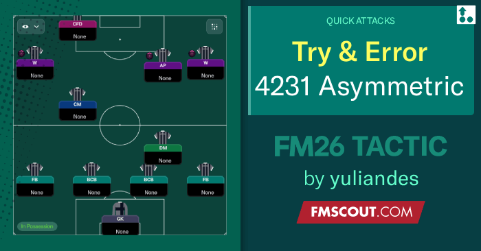 Football Manager 2026 Tactics - Try and Error 4-2-3-1 Asymmetric