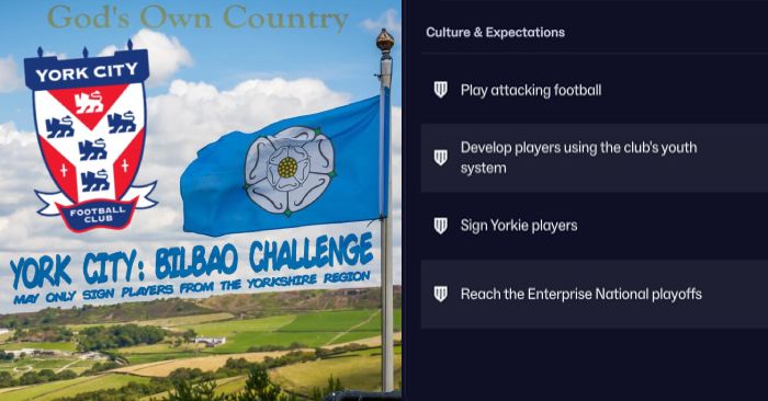 FM 2026 Fantasy Scenarios - York City - FM26 Yorkshire Challenge (Bilbao-style)