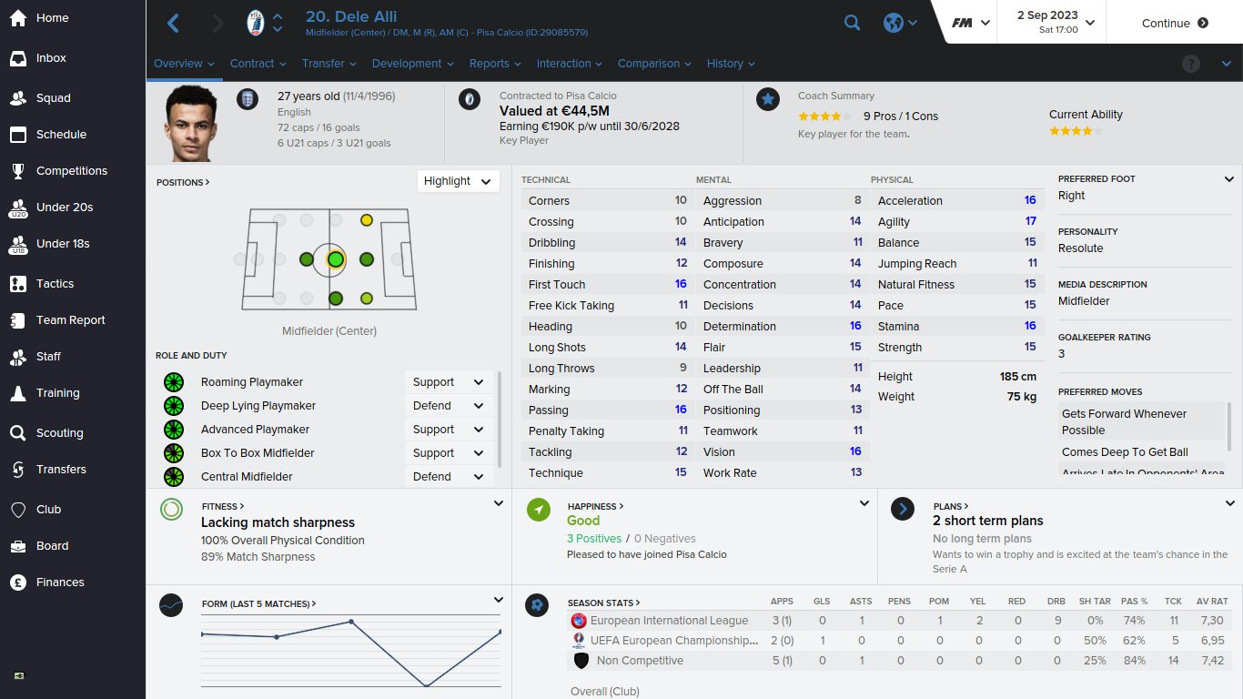 Dele Alli FM16 Football Manager 2016 FM Scout