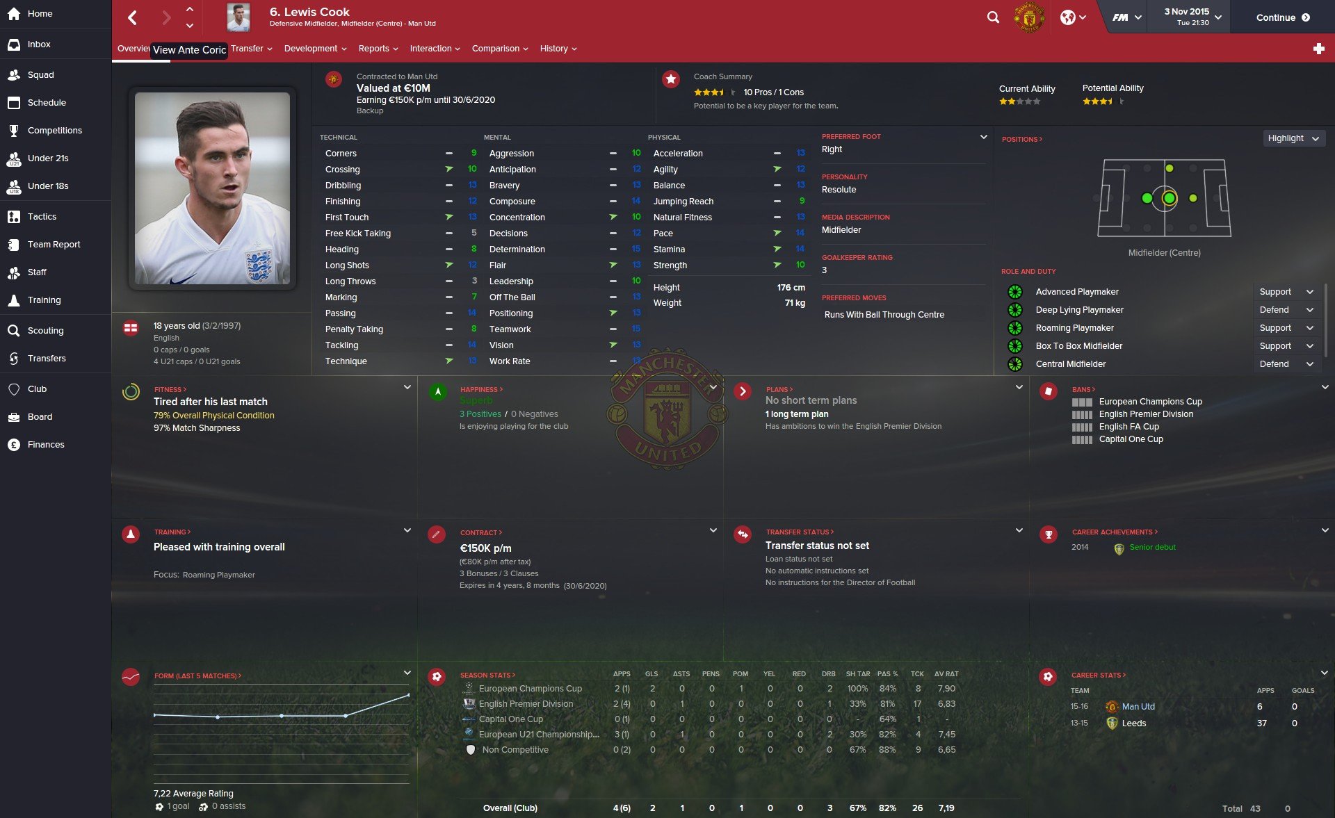 Lewis Cook FM16 Football Manager 2016 FM Scout