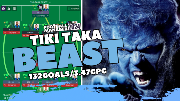 Football Manager 2024 Tactics - The Beast of Tiki Taka 4141 (132GOALS/3.47GPG) FM24 TACTIC