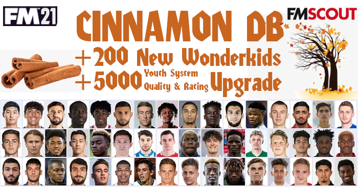Football Manager 2021 Data Updates - FM 21 Cinnamon Database Plus 200 New Wonderkids