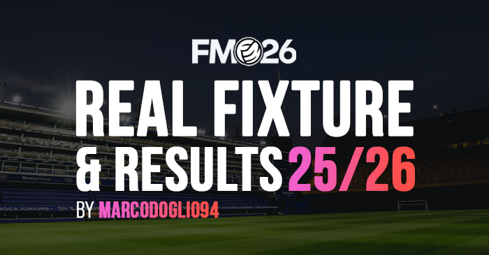 Football Manager 2026 Data Updates - FM26 2025-26 Real Fixture & Results [4-11-2025]